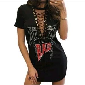 Queen of rad lace up tee shirt dress